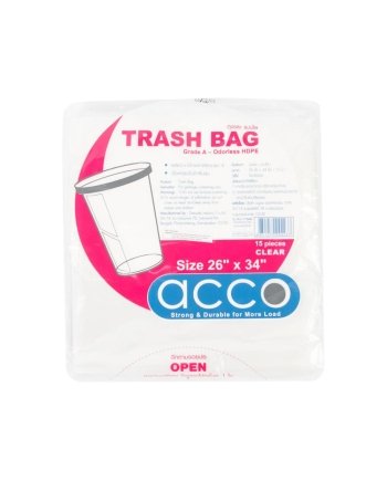 Garbage Bags Thin Acco 26X34" 15Pcs Clear